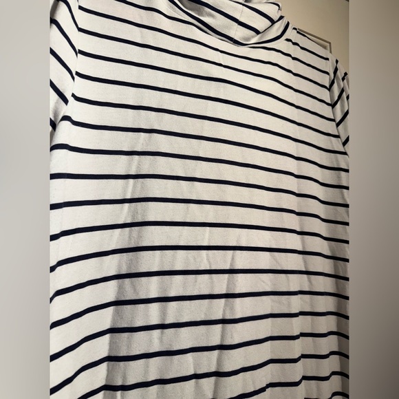 Lilly Pulitzer Hillary Popover Dress UPF 50+ Cowl Neck Stripe Navy White Large - Picture 5 of 11